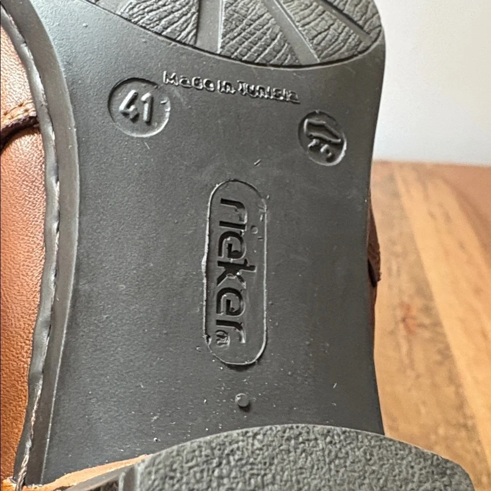 Reiker Brown Leather Lined Zipper Ankle Boots Size 41